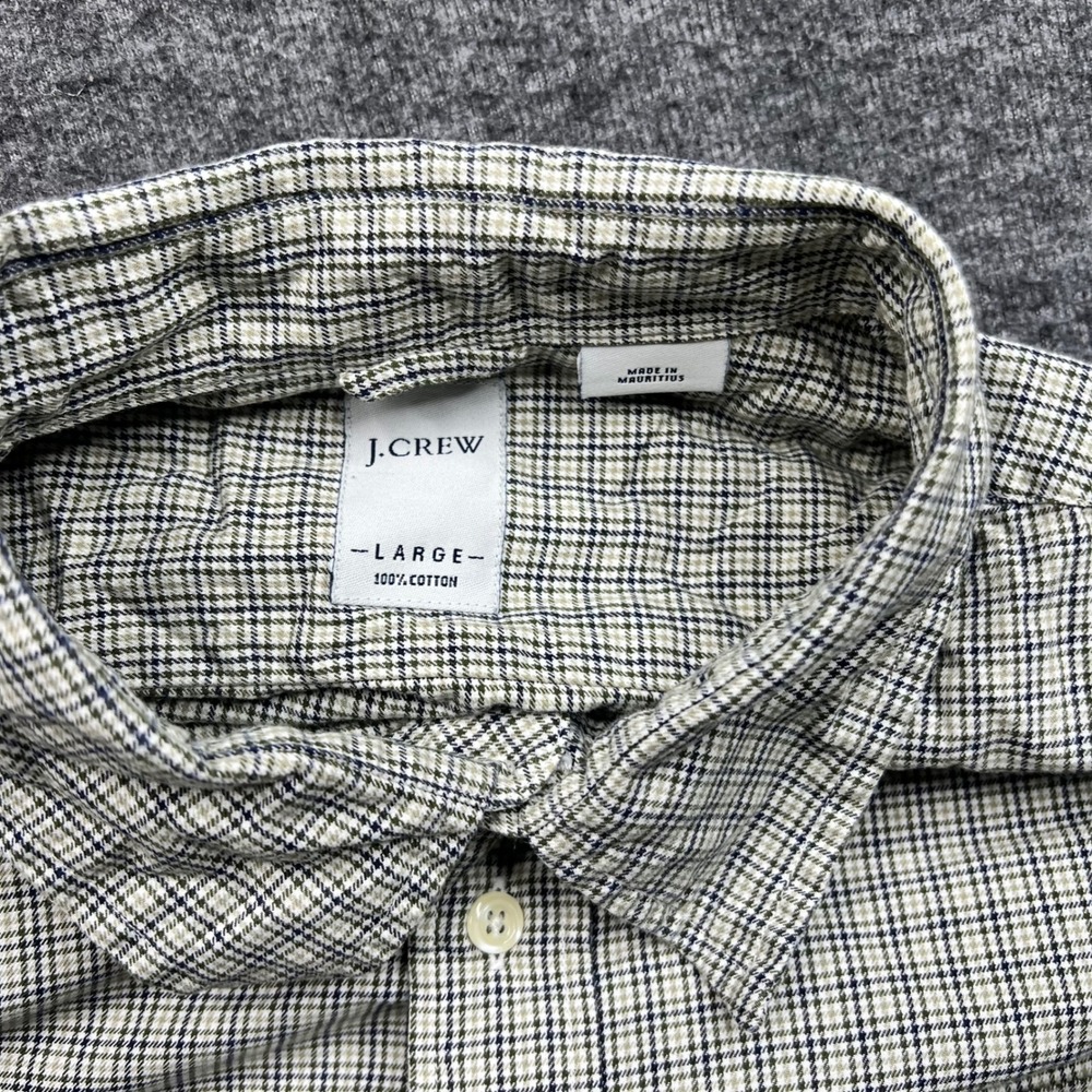 J. Crew Shirt Mens Large Green Tan Plaid Button Down Long Sleeve Cotton - Picture 2 of 16